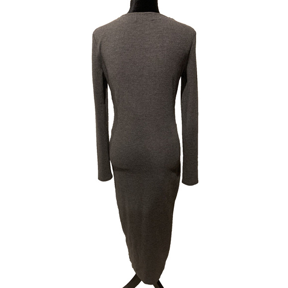 MINKPINK Dress Womens M Medium Grey Side Slit Cocktail Party Knit Maxi Dress - Picture 2 of 13